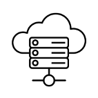 Icon depicting a server storing information in a cloud