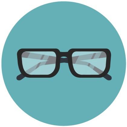 Eyeglasses icon on blue background